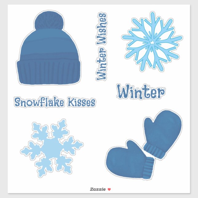 Blue Sweater and Snowflakes Sticker (Sheet)