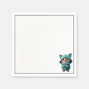 BLUE SWEATERED KITTY NAPKINS