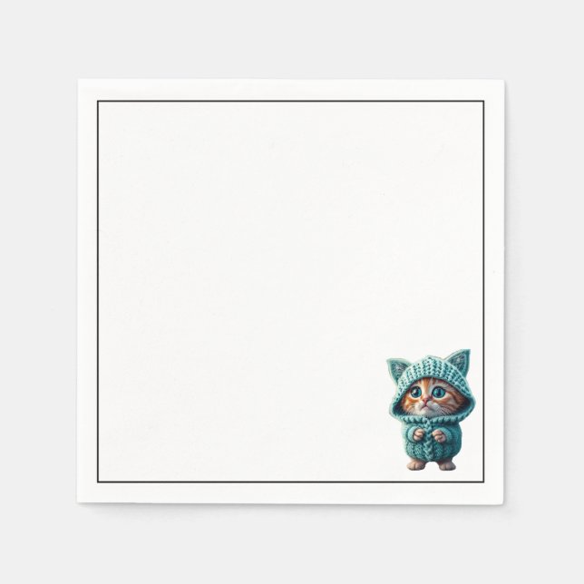 BLUE SWEATERED KITTY NAPKINS (Front)