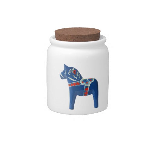 Blue Swedish Dala Horse Candy Jar