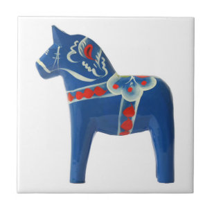 Blue Swedish Dala Horse Ceramic Tile