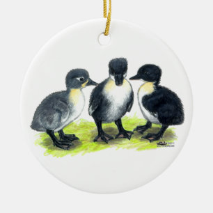 Blue Swedish Ducklings Ceramic Ornament