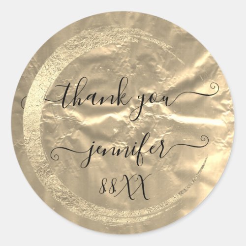 Blue Sweet16th Thank You Gold Save The Date Bridal Classic Round Sticker