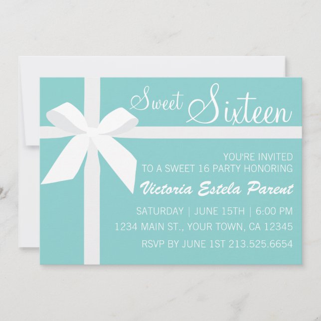 Blue Sweet 16 Invitation (Front)