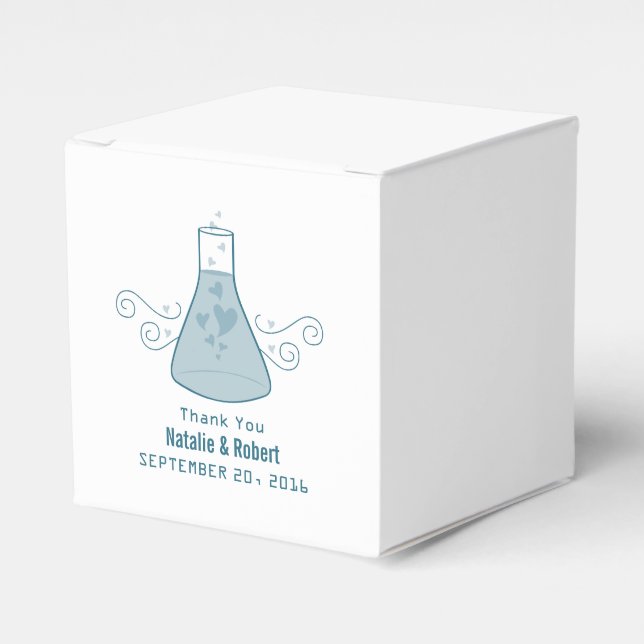 Blue Sweet Chemistry Wedding Favor Boxes (Front Side)