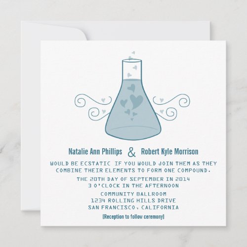 Blue Sweet Chemistry Wedding Invite