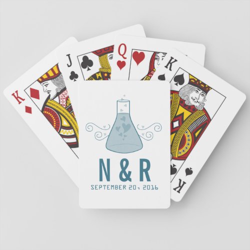 Blue Sweet Chemistry Wedding Playing Cards
