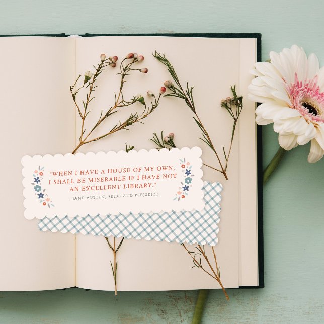 Blue Sweet Floral Jane Austen Quote Bookmark (Creator Uploaded)
