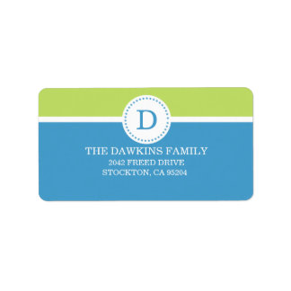 Blue Sweet Monogram Custom Monogrammed Family Label