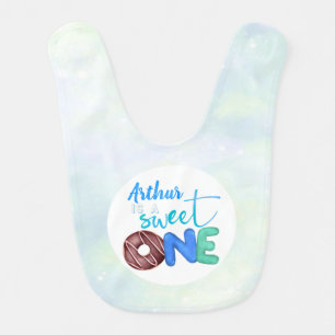 blue sweet one donut 1st birthday baby bib
