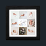blue sweet one donut 1st birthday multi photo  gift box<br><div class="desc">cute blue donut first birthday photo collage. Modern script text design. Part of a collection.</div>