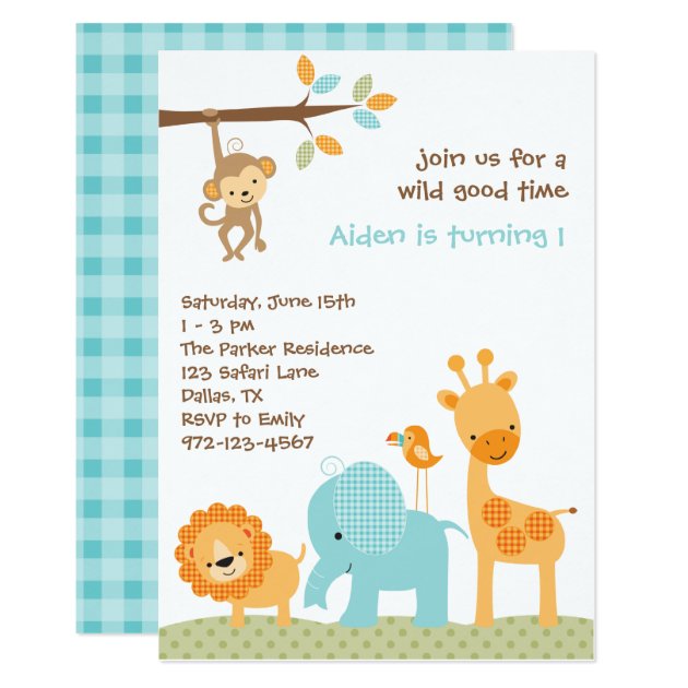 Blue Sweet Safari Invitations