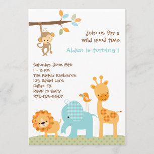 Blue Sweet Safari Invitations