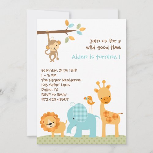Blue Sweet Safari Invitations