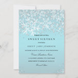 Blue Sweet Sixteen Winter Wonderland Snowflakes Invitation at Zazzle