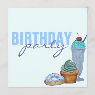 Blue Sweet Treats Birthday Invitation