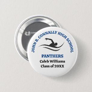 Blue Swim Team Personalized Swimmer Button