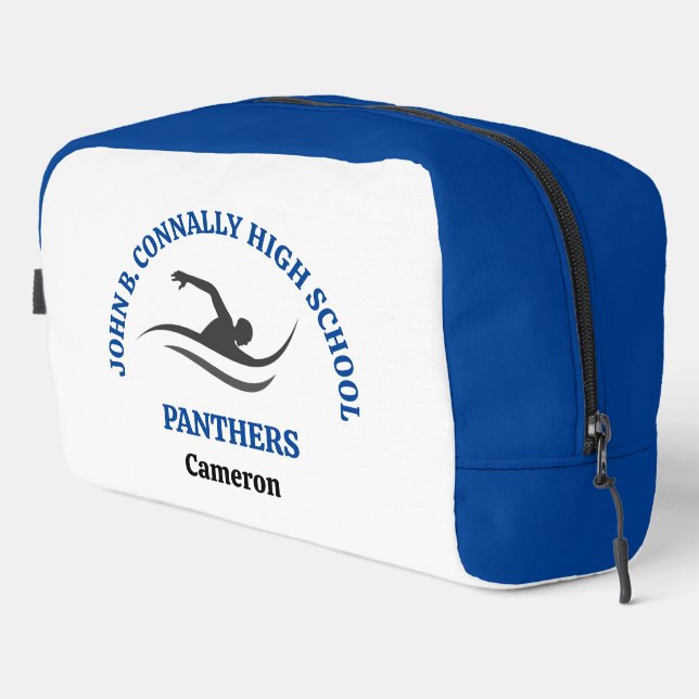 Blue Swim Team Personalized Swimmer Dopp Kit (Right Corner)