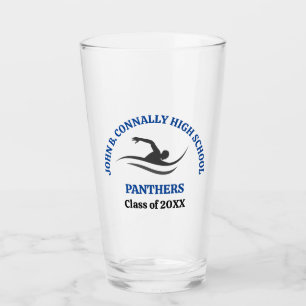 Blue Swim Team Personalized Swimmer Glass