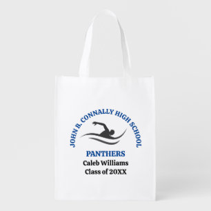 Blue Swim Team Personalized Swimmer Grocery Bag