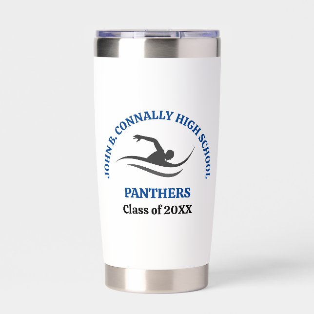 Blue Swim Team Personalized Swimmer Insulated Tumbler (Front)