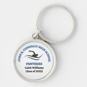 Blue Swim Team Personalized Swimmer Keychain