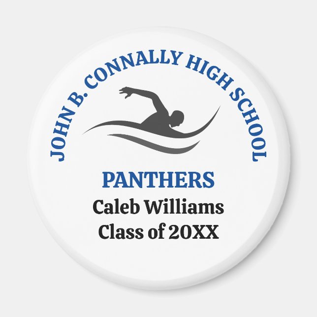 Blue Swim Team Personalized Swimmer Magnet (Front)