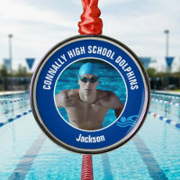 Blue Swim Team Photo Swimmer Christmas Gift