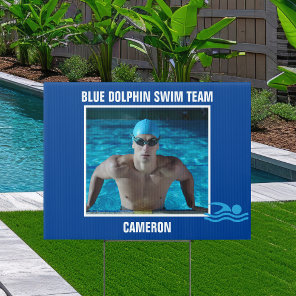 Blue Swim Team Photo Swimmer Yard Sign
