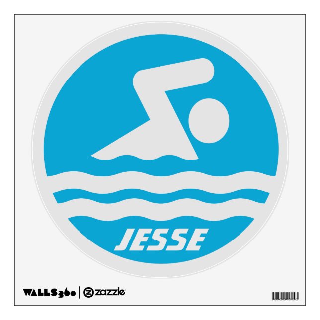 Blue Swimming Decal with Swimmer's Name (Front)