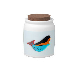 blue swimming mermaid candy jar