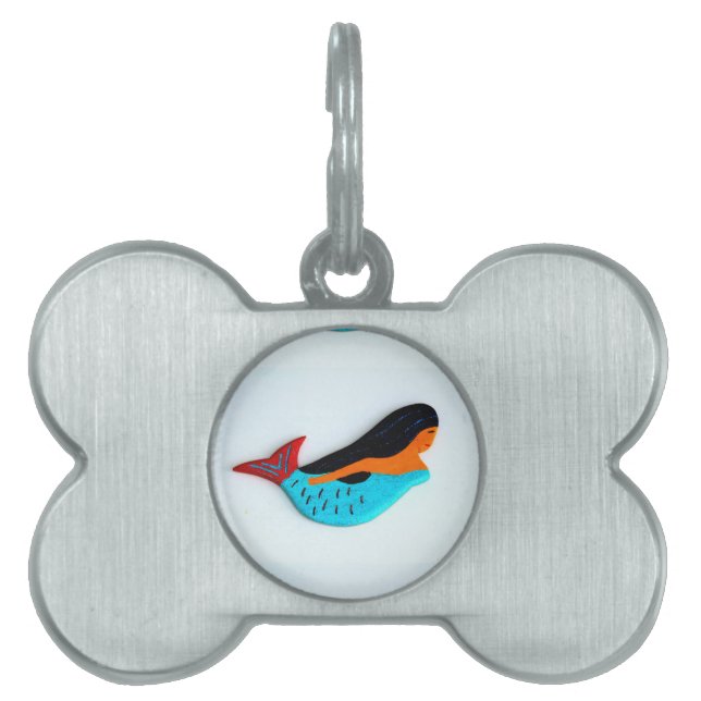 blue swimming mermaid pet tag (Front)