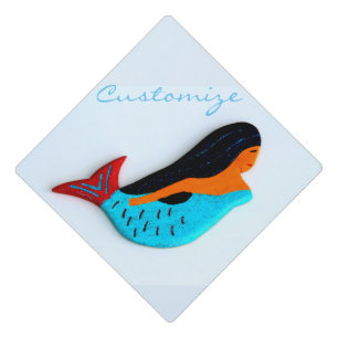 Blue swimming mermaid Thunder_Cove Graduation Cap Topper