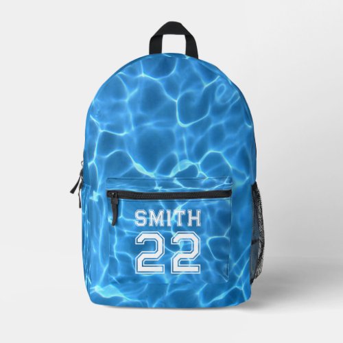 Blue Swimming Pool Sports Photo Printed Backpack