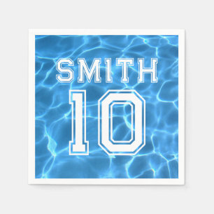 Blue Swimming Pool Sports Theme Birthday Napkins