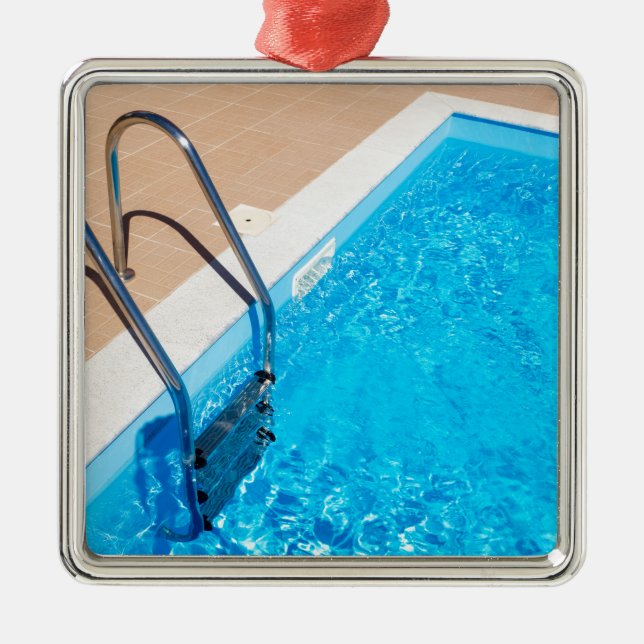 Blue swimming pool with ladder metal ornament (Front)