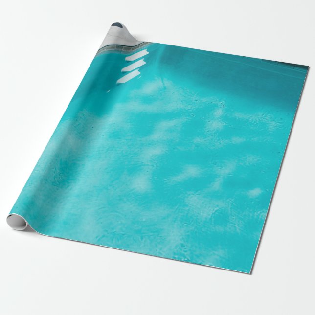 Blue swimming pool wrapping paper (Unrolled)