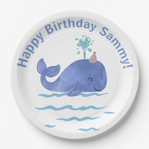 Blue Swimming Whale Paper Plates