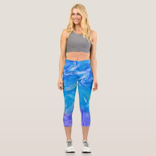 Blue Swirl Alcohol Ink Capri Leggings