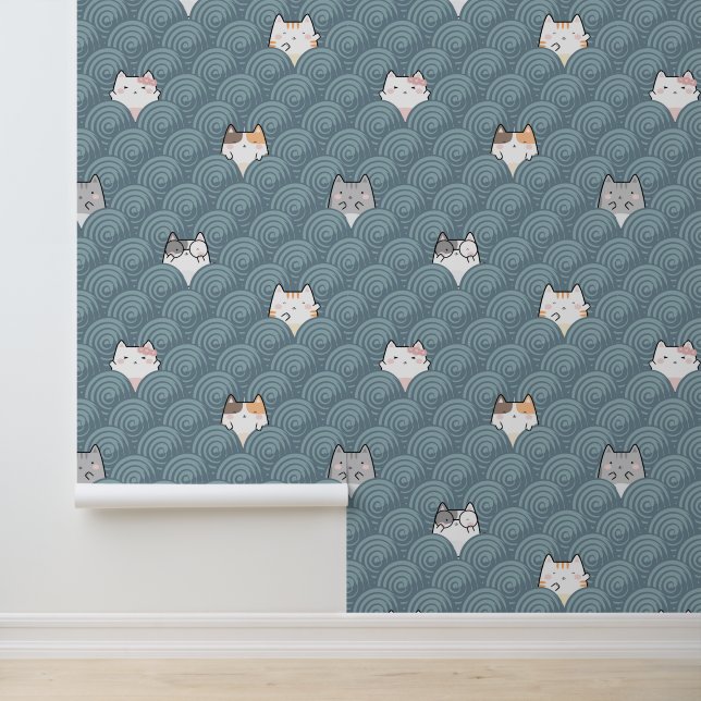 Blue Swirl Cute Kawaii Kitty Cat Wallpaper (Application)