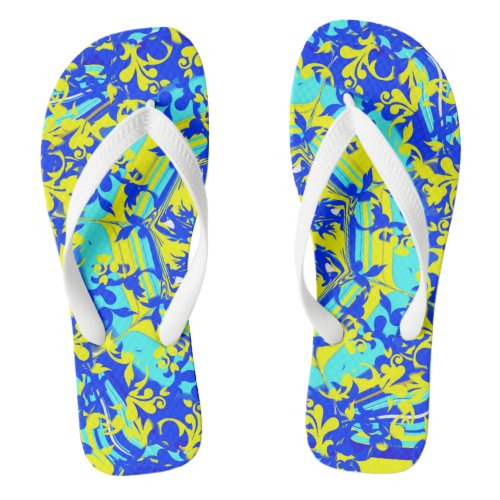 Blue swirl kaleidoscope flip flops