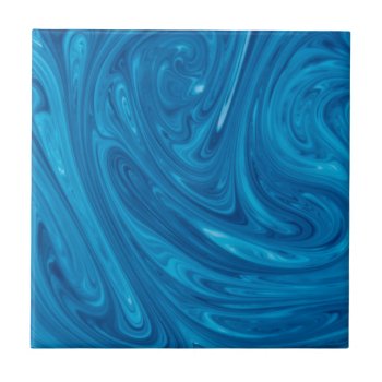 Blue Swirl Marble Ceramic Tile by mitmoo3 at Zazzle