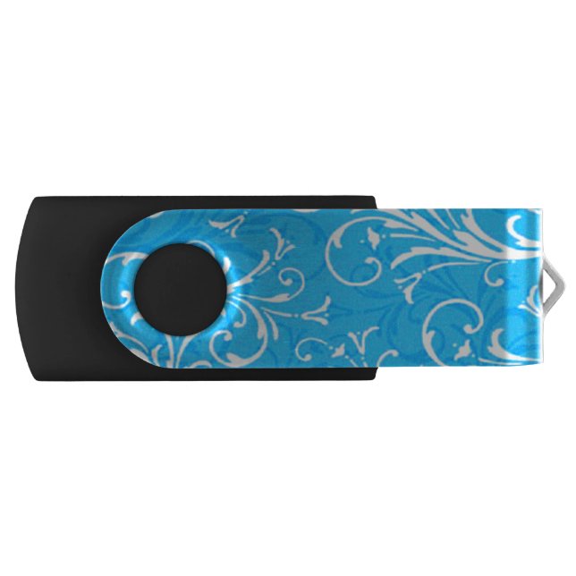 Blue Swirl Pattern USB Flash Drive (Front)