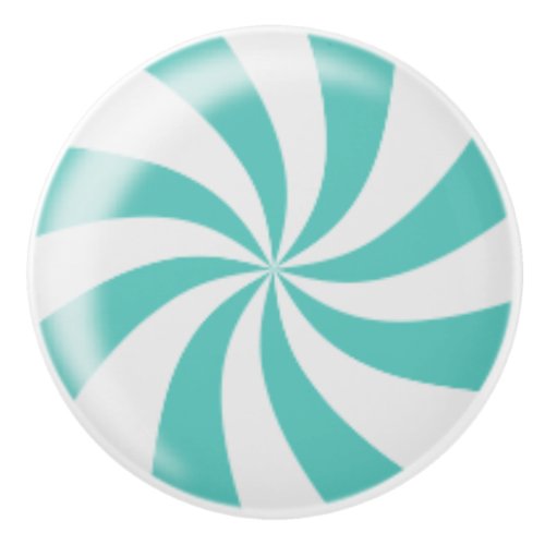 Blue Swirl Peppermint Candy Cabinet Drawer Knob