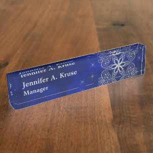 Blue Swirl Star Professional Name Plate