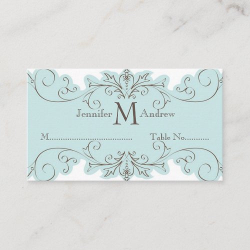Blue Swirl Wedding Table Escort Cards Business Card
