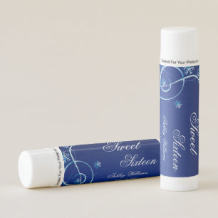 Blue Swirl Winter Wonderland Sweet 16 Favors Lip Balm