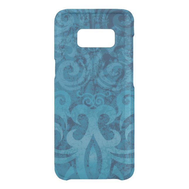 Blue Swirling Damask Pattern Uncommon Samsung Galaxy Case (Back)