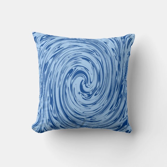 Blue Swirls Abstract Pattern Stylish Nautical Gift Throw Pillow (Front)