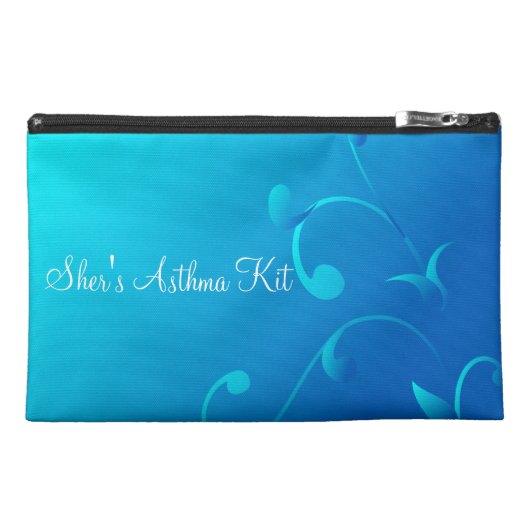 Blue Swirls Asthma Emergency Kit Travel Accessory Bag (Front)